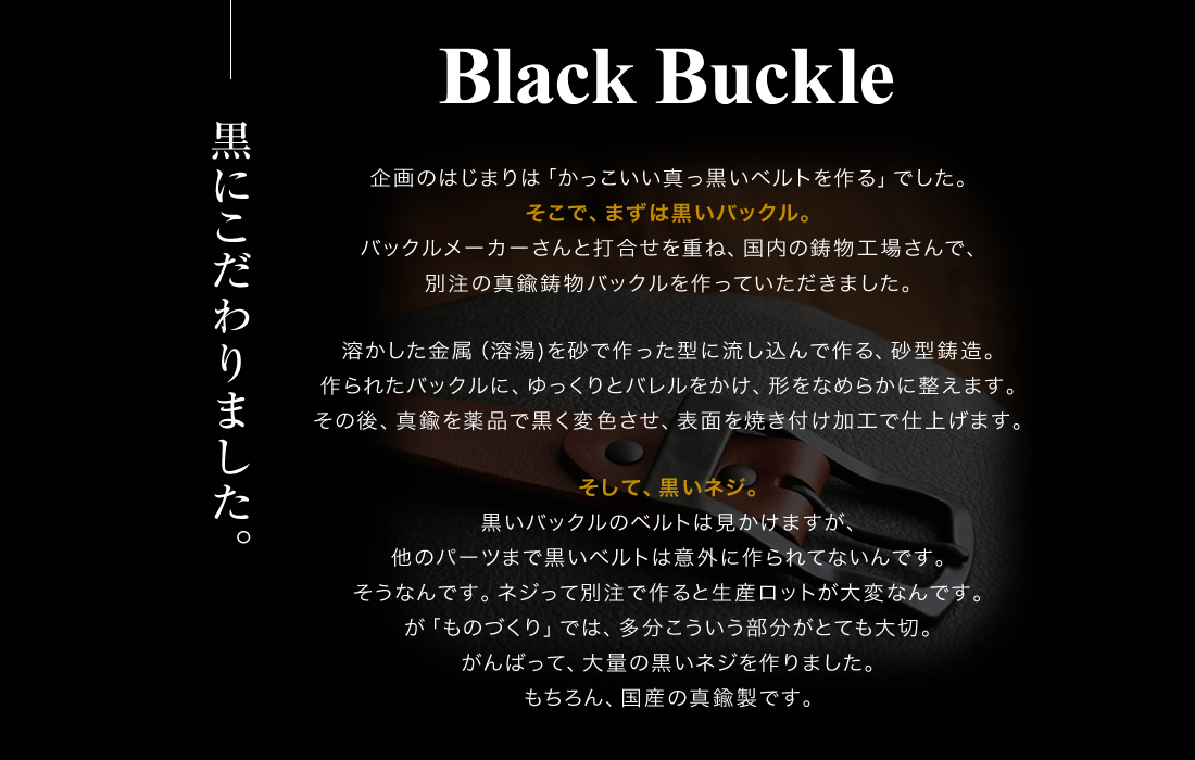 黒いバックルと、黒いネジ